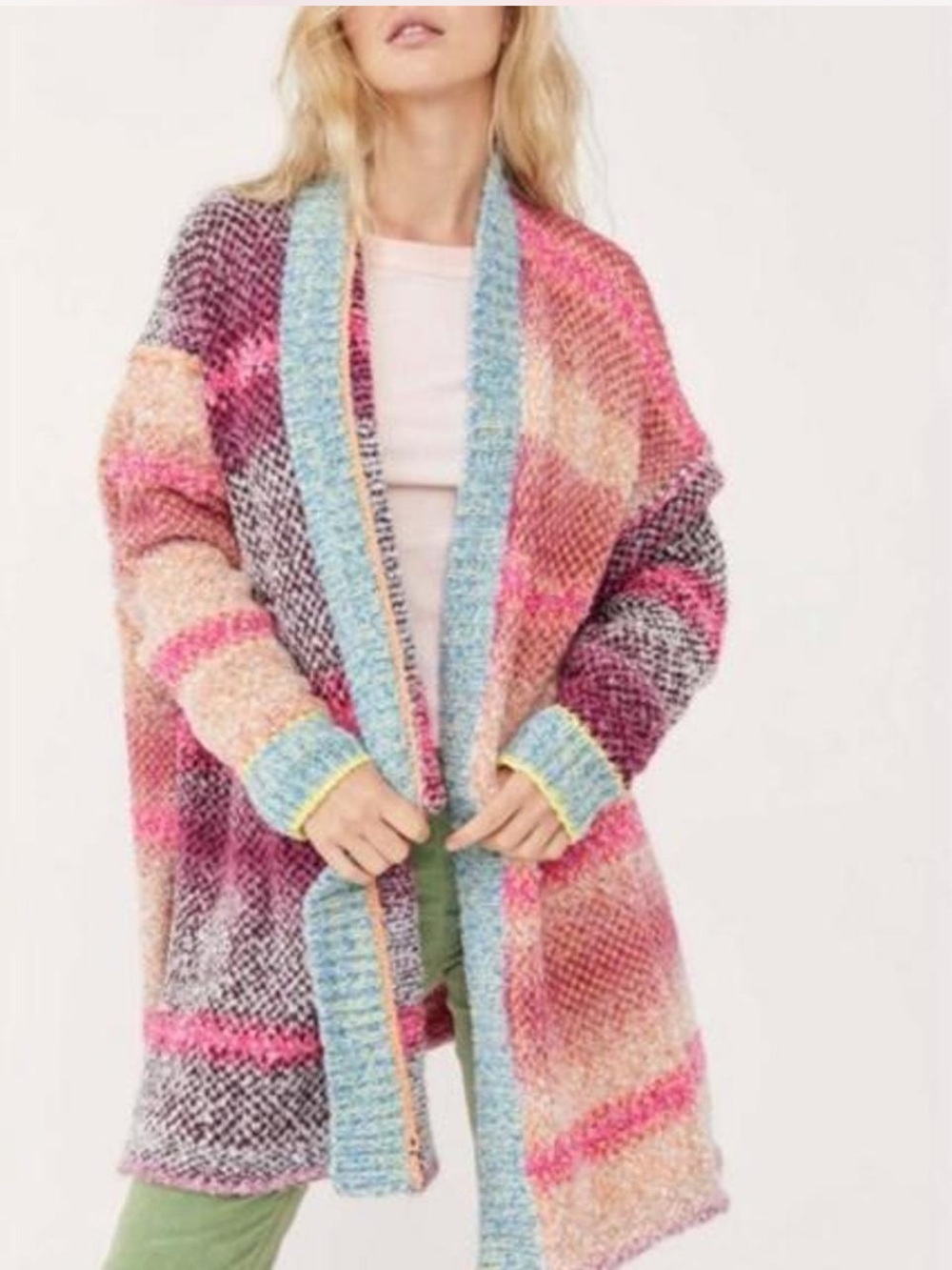 Free People Daydreamer Cardigan S Multicolor Patchwork Oversized Boho